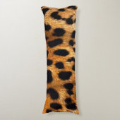 Leopard Spots Black Brown Wild Animal Fine Art Lichaamskussen (Voorkant Verticaal)