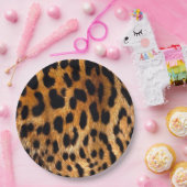 Leopard Spots Black Brown Wild Animal Fine Art Papieren Bordje (Feest)