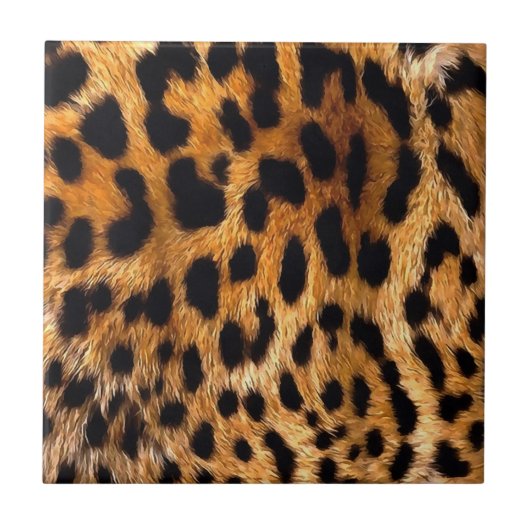 Leopard Spots Black Brown Wild Animal Fine Art Tegeltje (Voorkant)