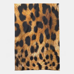 Leopard Spots Black Brown Wild Animal Fine Art Theedoek