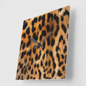 Leopard Spots Black Brown Wild Animal Fine Art Vierkante Klok (Hoek)