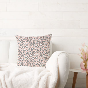 Leopard Spots Blush en grijs proefschrift Kussen