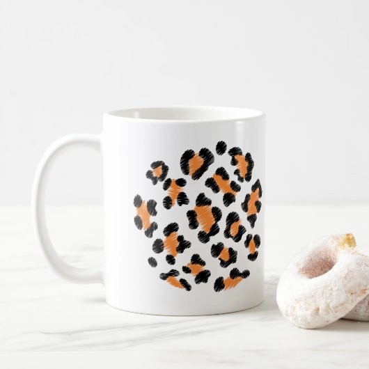 Leopard spots dierlijk huidontwerp koffiemok (Met donut)