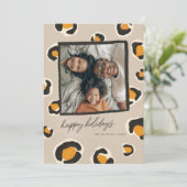 Leopard Spots Flat Holiday Card Feestdagenkaart (Staand voorkant)