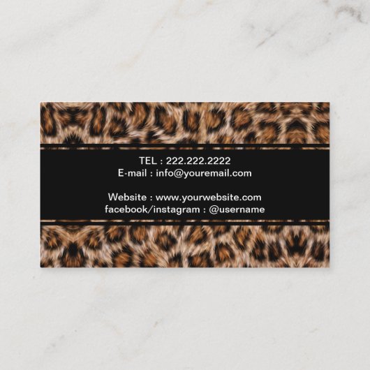 Leopard Spots Fur Jaguar Animal Cat skin Patroon Visitekaartje (Achterkant)