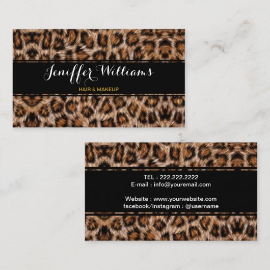 Leopard Spots Fur Jaguar Animal Cat skin Patroon Visitekaartje (Voorkant / Achterkant)
