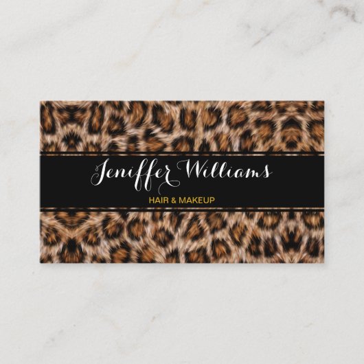 Leopard Spots Fur Jaguar Animal Cat skin Patroon Visitekaartje (Voorkant)