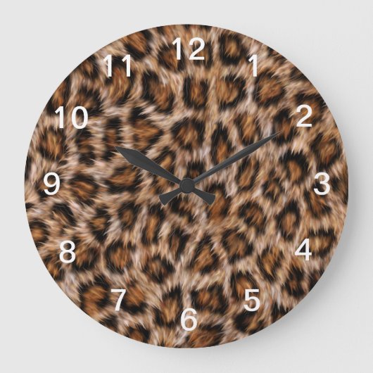 Leopard Spots Fur Jaguar Animal Cat skin Pattern.j Grote Klok (Voorkant)