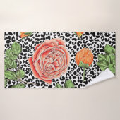 Leopard Spots Oranje Bloemige Dierenpatroon Badhanddoek (Badhanddoek)