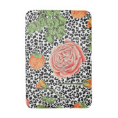 Leopard Spots Oranje Bloemige Dierenpatroon Badmat (Voorkant Verticaal)