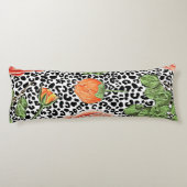 Leopard Spots Oranje Bloemige Dierenpatroon Lichaamskussen (Achterkant)