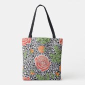 Leopard Spots Oranje Bloemige Dierenpatroon Tote Bag (Achterkant)