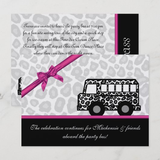 Leopard Spots Party Bus Kaart (Voorkant / Achterkant)