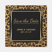 Leopard Spots Patroon Elegant Goud Save the Date Magneet (Voorkant)