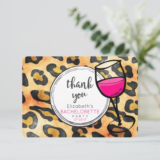 Leopard Spots Pattern Bachelorette Party Bedankt (Staand voorkant)