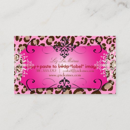 Leopard spots/Roze/DIY achtergrondkleur Visitekaartje (Achterkant)