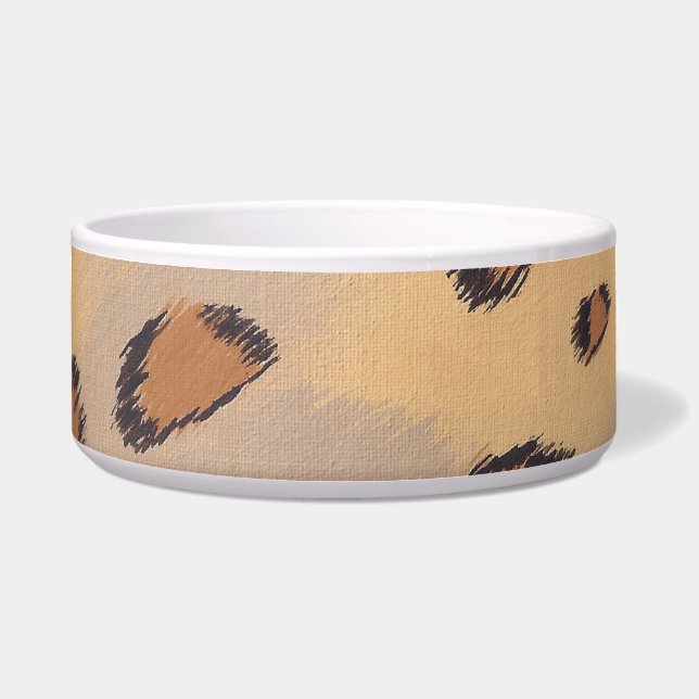 Leopard Spots Schilderen Aangepaste Pet Bowls Voerbakje (Voorkant)