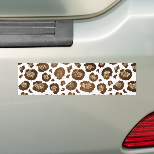 Leopard Spots Wilde Dieren Golden Glitter Safari Bumpersticker (Op auto)