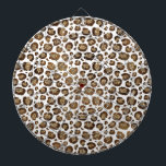 Leopard Spots Wilde Dieren Golden Glitter Safari Dartbord<br><div class="desc">Een luipaard is een wilde kat, die gemakkelijk herkenbaar is aan zijn karakteristieke jas die geel is met kleine donkere vlekken. In dit witte achtergrondontwerp, staat de heldere gouden kleur van de vlekken uit met de zwarte of bruine kleur rond hen.</div>