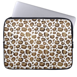 Leopard Spots Wilde Dieren Golden Glitter Safari Laptop Sleeve