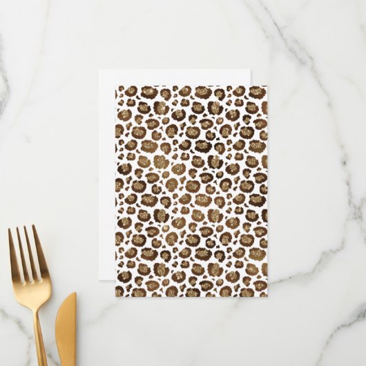 Leopard Spots Wilde Dieren Golden Glitter Safari Menu (Voorkant / Achterkant in situ)