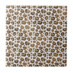 Leopard Spots Wilde Dieren Golden Glitter Safari Tegeltje