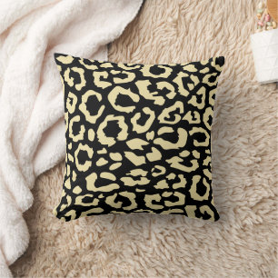 Leopard Spots Zwart en Goud Dierenprint Patroon Kussen