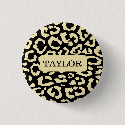 Leopard Spots Zwart en Goud Dierenprint Patroon Ronde Button 3,2 Cm (Voorkant)