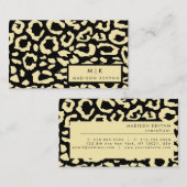 Leopard Spots Zwart en Goud Dierenprint Patroon Visitekaartje (Voorkant / Achterkant)