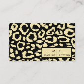 Leopard Spots Zwart en Goud Dierenprint Patroon Visitekaartje (Voorkant)