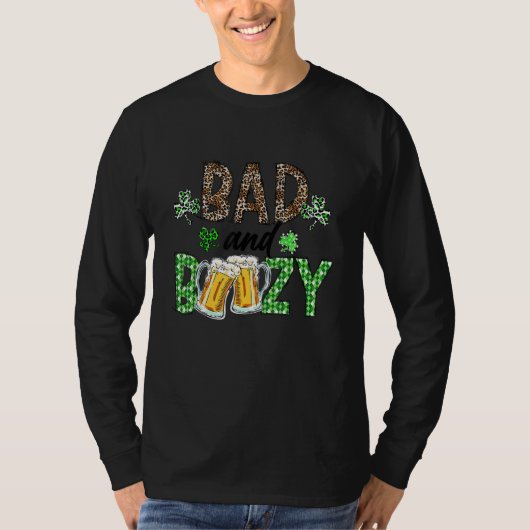 Leopard St Patrick's Day Bad And Boozy Beer Drinki T-shirt (Voorkant)