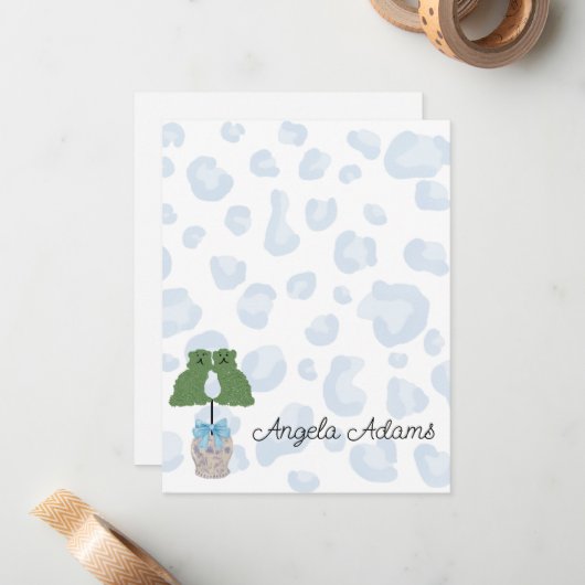 Leopard Staffordshire Dogs Topiary Note Kaart Notitiekaartje (Voorkant / Achterkant in situ)