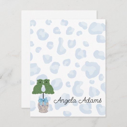 Leopard Staffordshire Dogs Topiary Note Kaart Notitiekaartje (Voorkant / Achterkant)