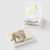 Leopard Stenen Onderzetter (Zijkant)