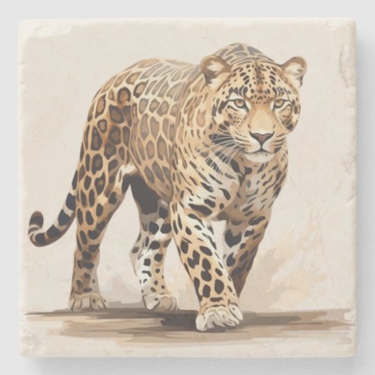 Leopard Stenen Onderzetter (Voorkant)