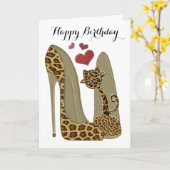 Leopard Stiletto Schoenen en Kattenkunst Kaart (Gele Bloem)