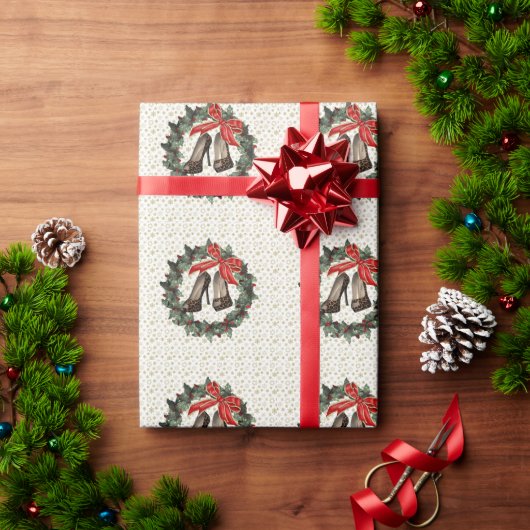 Leopard Stiletto Schoenen Krans Wrapping Papers Cadeaupapier (Feestdagen Geschenken)