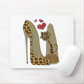 Leopard Stiletto Shoes and Cat Art Muismat (Met muis)