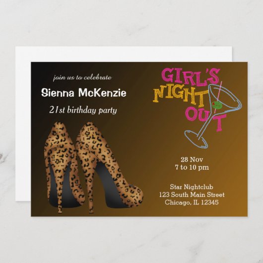 Leopard Stilettos verjaardag Kaart (Voorkant / Achterkant)