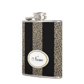 Leopard strepen elegante moderne klantnaam zwart heupfles (Links)