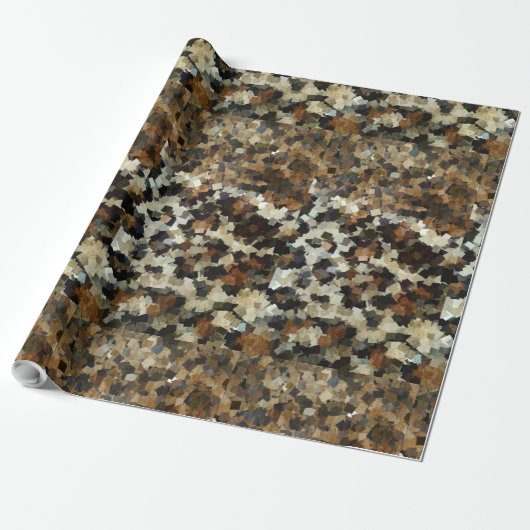 Leopard Style Brown Black Square Patroon Cadeaupapier (Uitgerold)