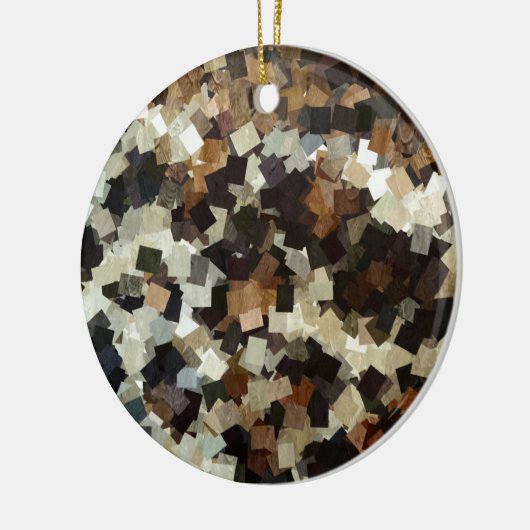 Leopard Style Brown Black Square Patroon Keramisch Ornament (Links)