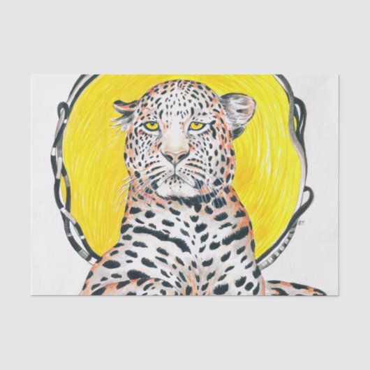 Leopard Sun King Ink Art Tissuepapier (Voorkant)