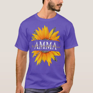 Leopard Sunflower Amma Thankful Grateful Blessed G T-shirt