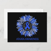 Leopard Sunflower Ataxia Awareness Blue Ribbon Sup Briefkaart (Voorkant / Achterkant)
