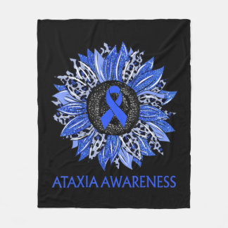 Leopard Sunflower Ataxia Awareness Blue Ribbon Sup Fleece Deken