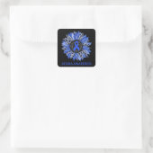 Leopard Sunflower Ataxia Awareness Blue Ribbon Sup Vierkante Sticker (Tas)