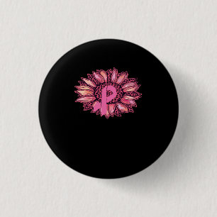 Leopard Sunflower Breast Cancer Awareness Ronde Button 3,2 Cm