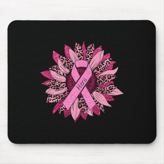 Leopard Sunflower Cheetah Breast Cancer Awareness Muismat (Voorkant)