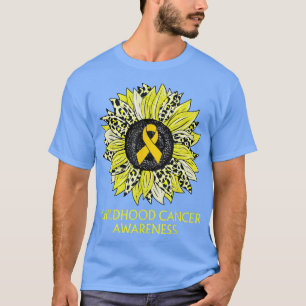 Leopard Sunflower Childhood Cancer Awareness Yello T-shirt
